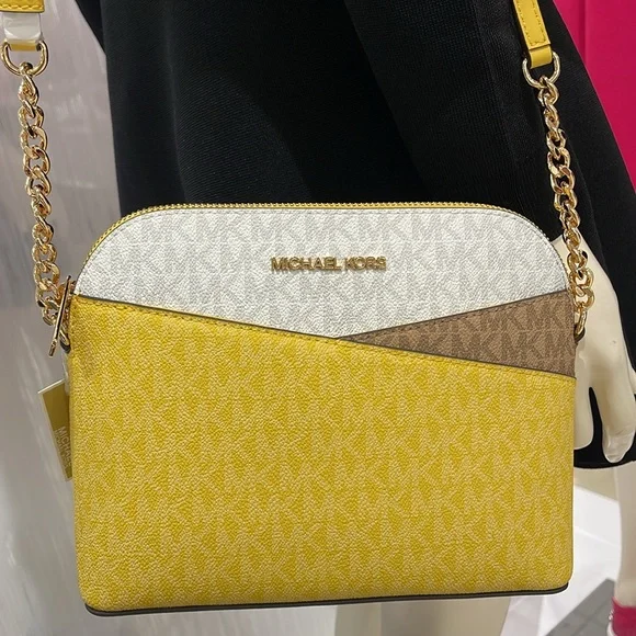 Michael Kors Jet Set Travel Medium Color-Block Signature Logo Dome Crossbody Bag - Picture 14 of 16